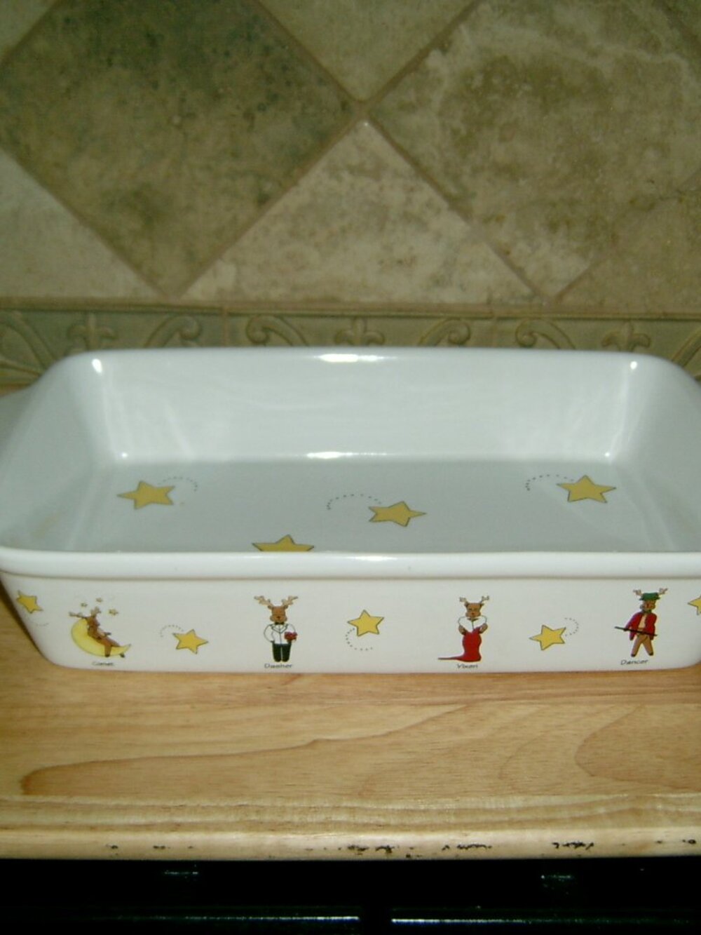 ABC Distribution Whimsical Christmas Reindeer 14” Rectangle Baker, VGUC